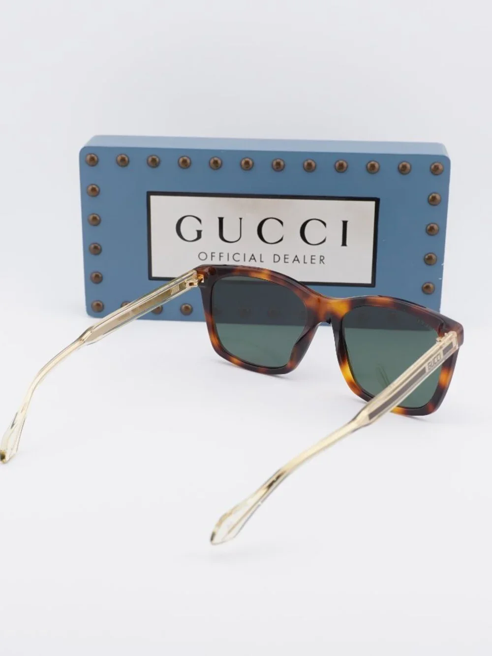 Gucci GG0558S 003 Rectangle Sunglasses – Havana\Green